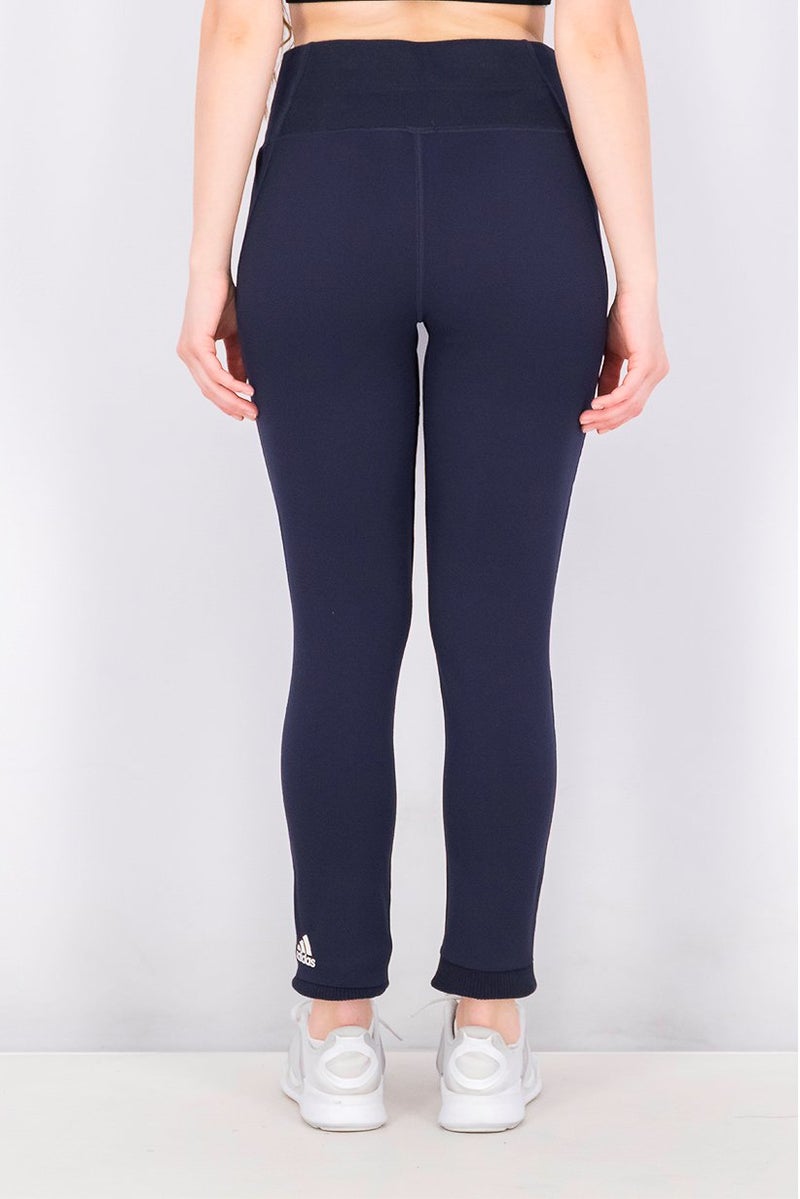 Adidas سراويل ليغينغ للنساء مع حبل سحب وجيب جانبي VRCT، أزرق داكن - Image 4